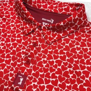 Bogey Bros Golf Polo Men 3XL Red White Hearts Performance Stretch Short Sleeve
